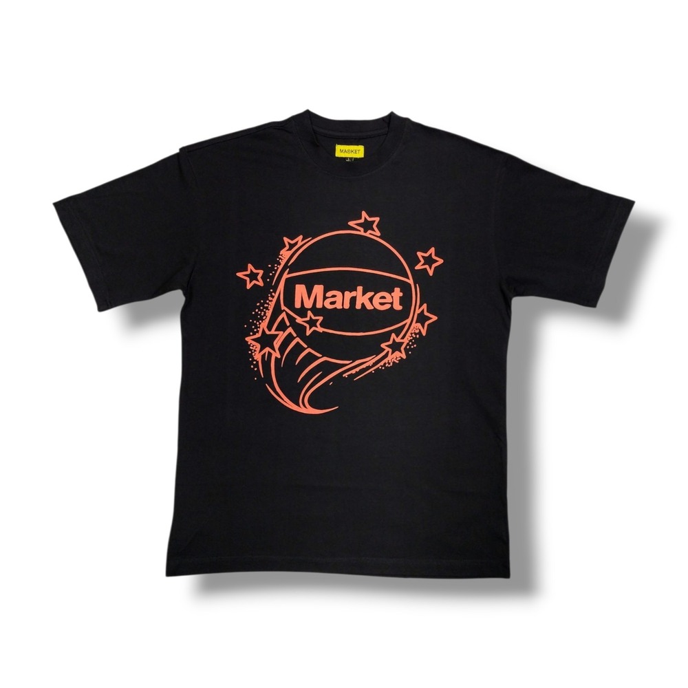 Market Studios Yellow Tag‎ Exclusive Stars Basketball Black T-Shirt Men's L